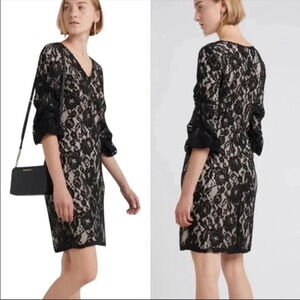 DKNY nude lace midi dress